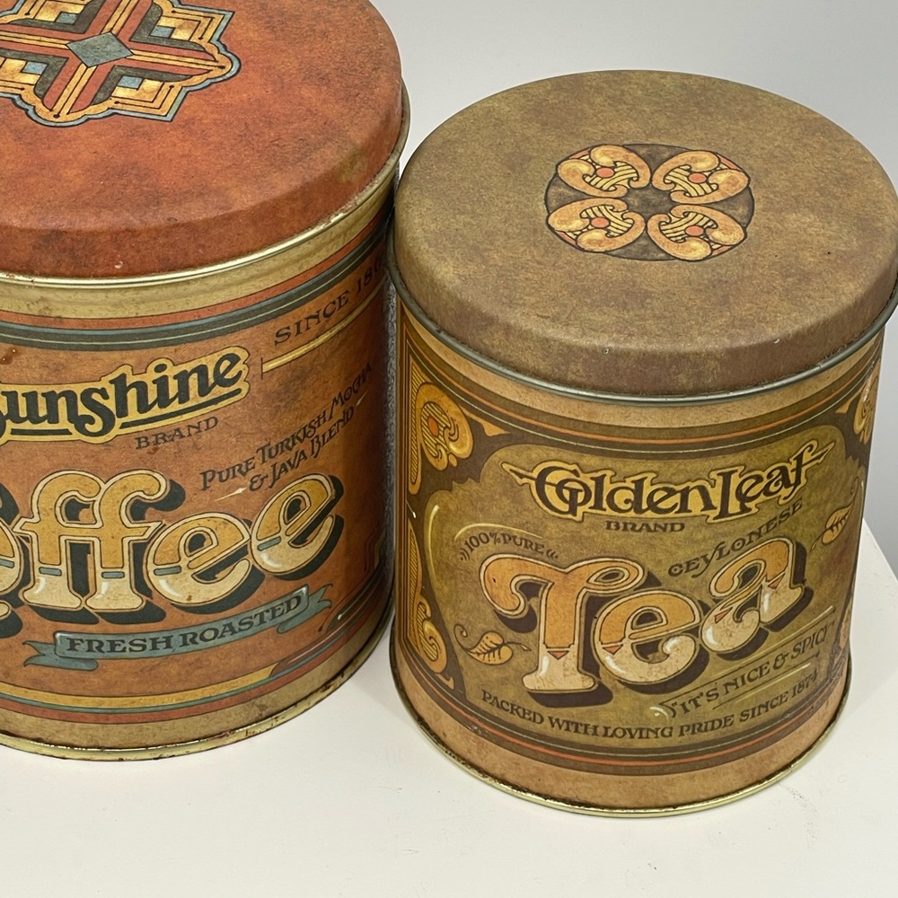 Vintage 4pc Canister Set Metal Ballonoff Flour Sugar Coffee Tea - Picture 5 of 13